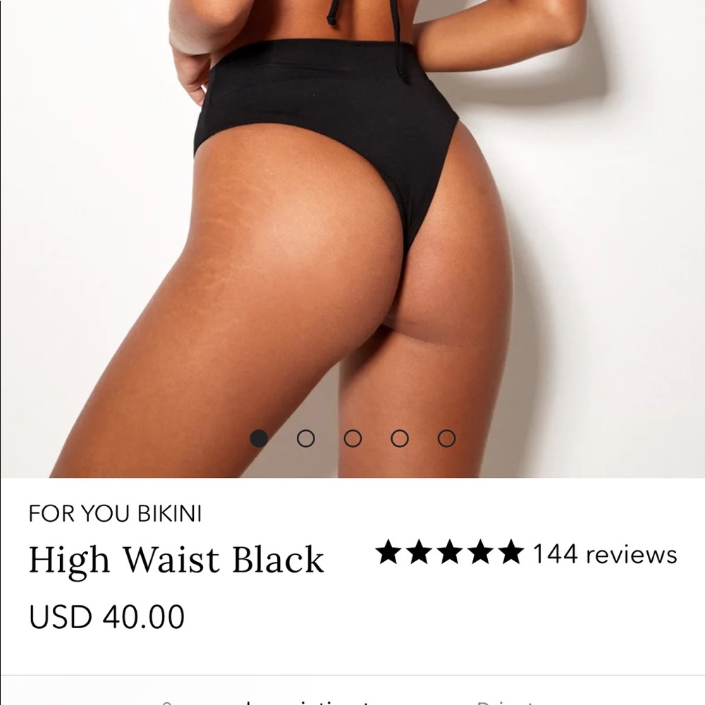 Gooseberry Scrunch High Waist Black Bikini Bottom Cheeky Cut